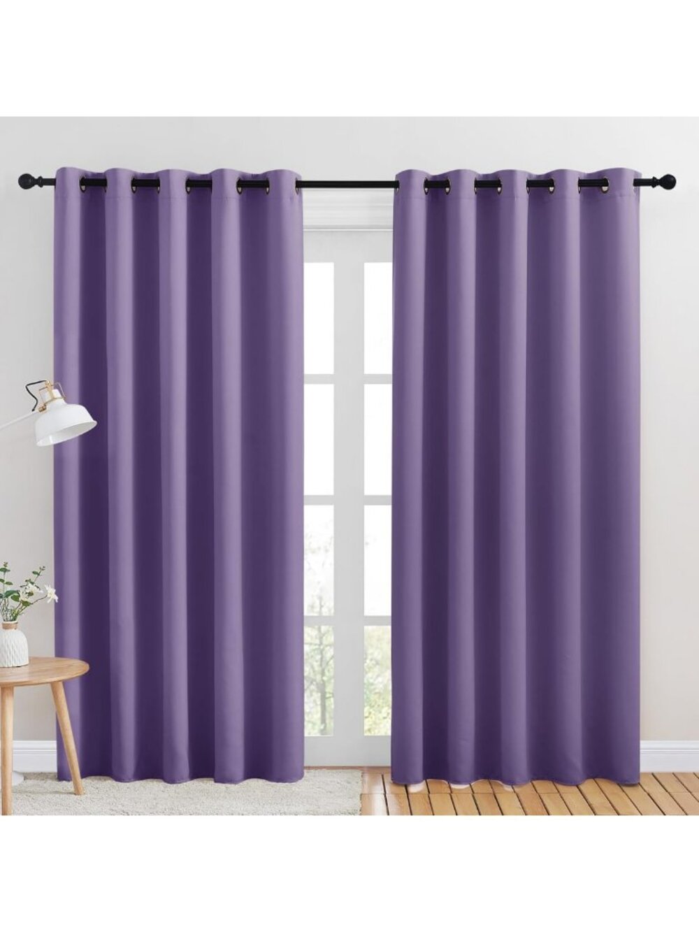 Lilac Purple Blackout Curtains for Kids Room, Thermal Insulated Grommet Drapes
